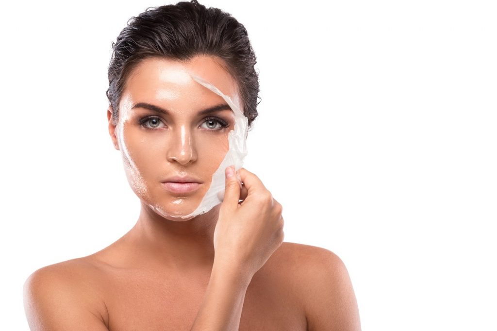 Woman with facial peel