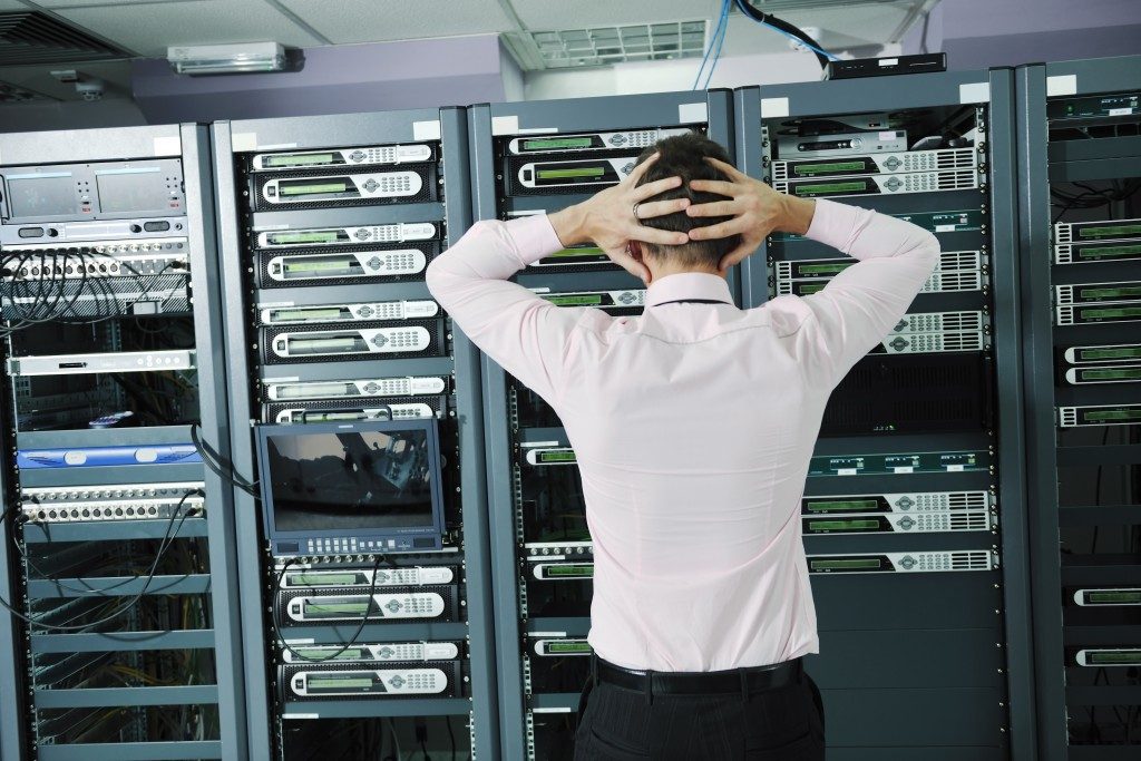 man experiencing problems with servers